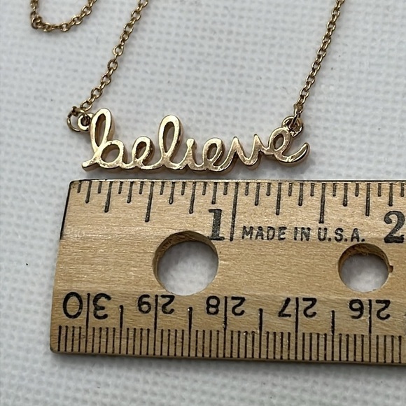 Believe Gold Tone Spell Out Necklace - Picture 4 of 6